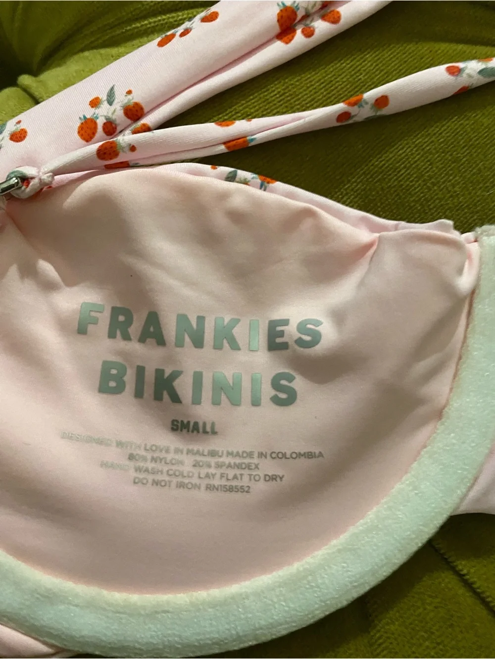 Frankies Pink Strawberry Print Bikini Top (S)